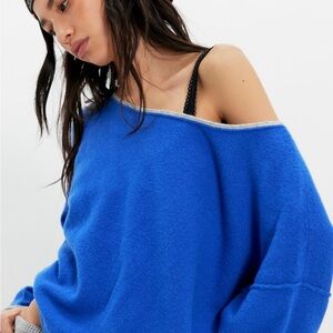 Free People Electric Blue Off-Shoulder Sweater